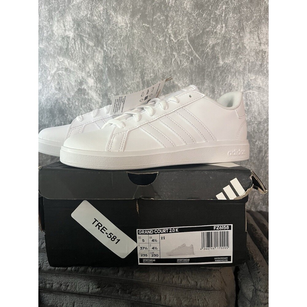 adidas Grand Court 2.0 K White On White 5y